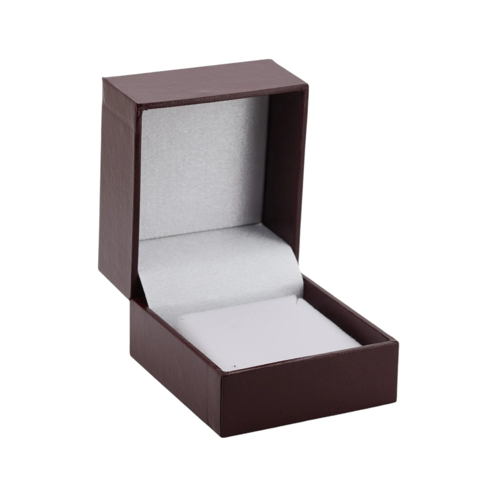 🆕📦 Leatherette Box for Earring / Pendant. Inner Satin Lid & Flock Base (Burgundy Outer, White Inner)