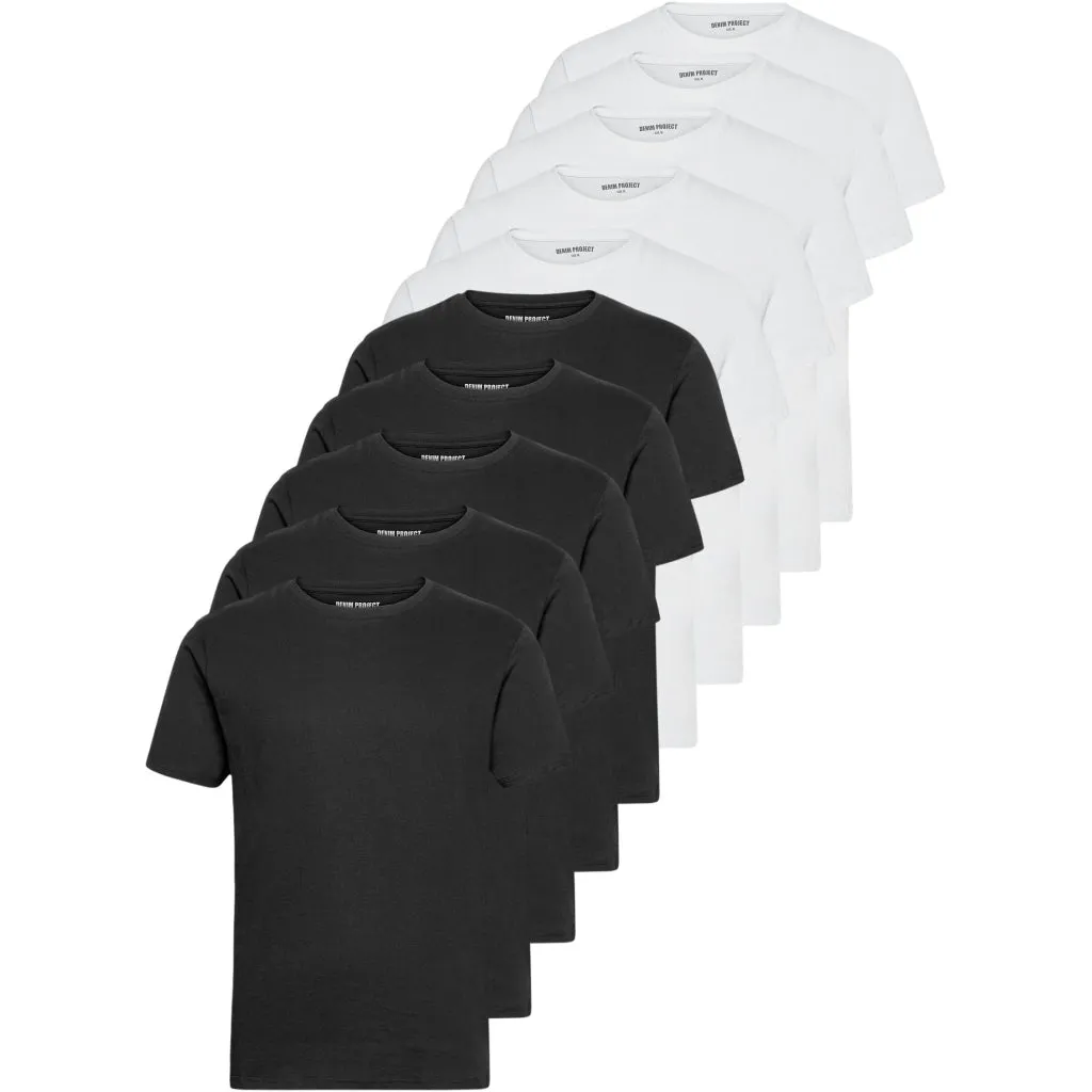 10 Pack T-SHIRT - Black/ 5 White