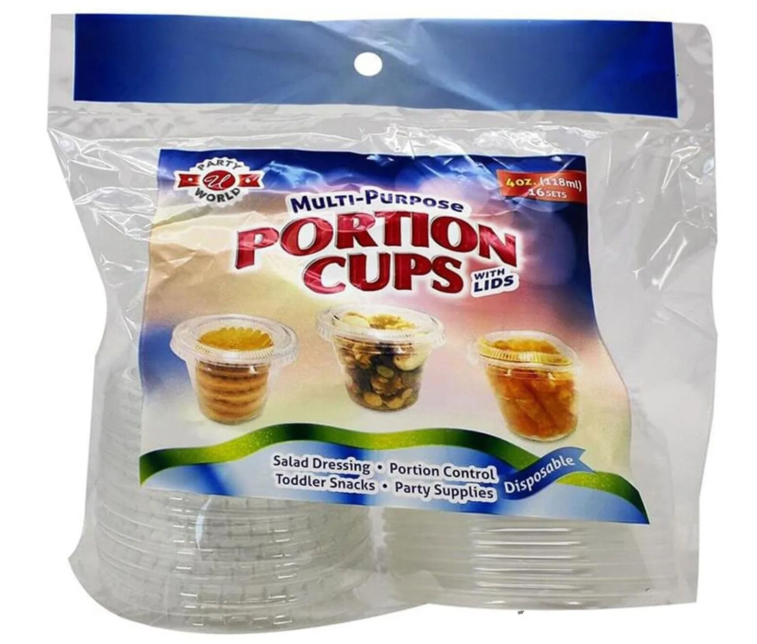16 PCS Clear Shot Plastic Disposable Portion Cups With Lids In Bag 4 Oz - New