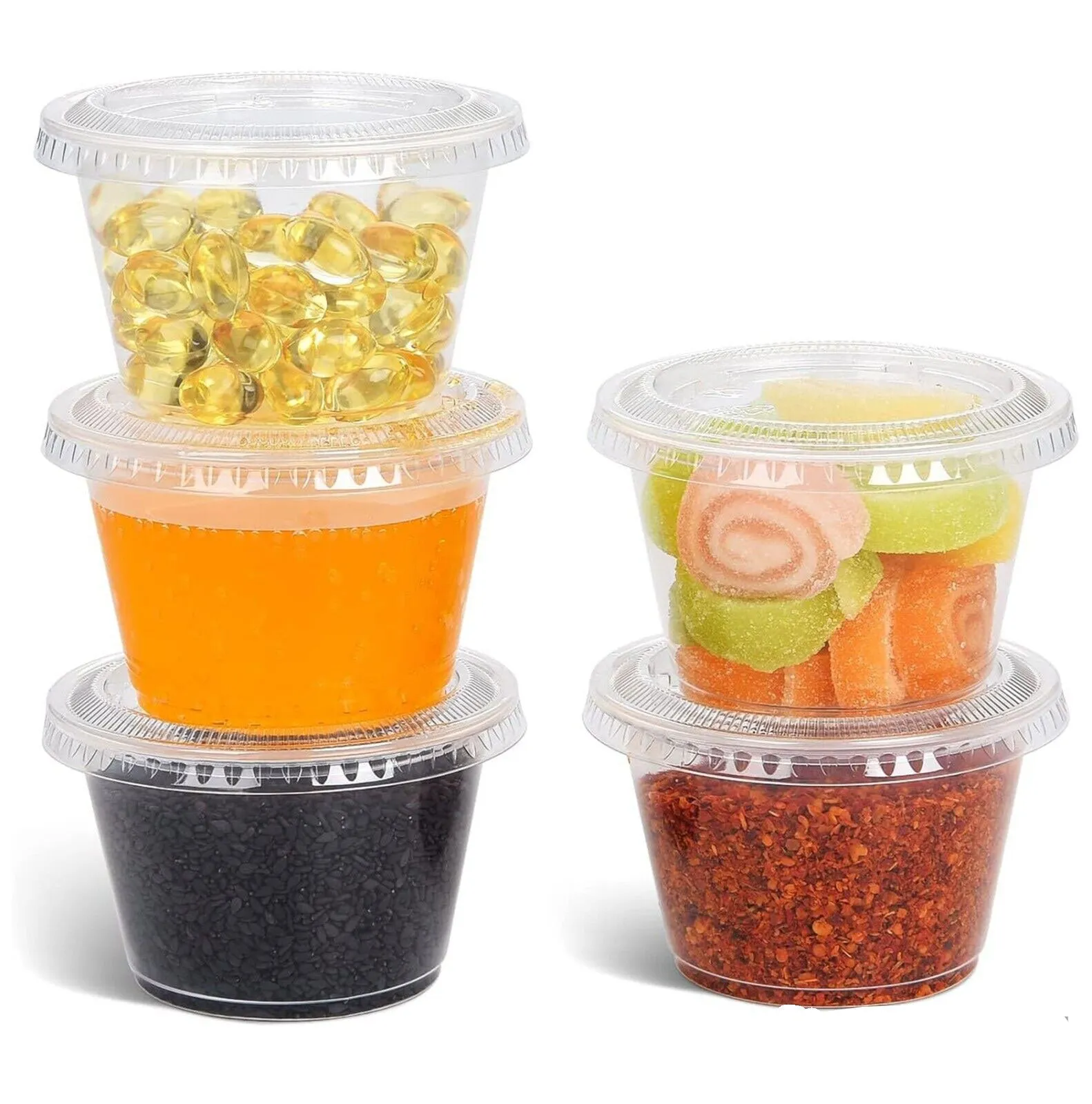 16 PCS Clear Shot Plastic Disposable Portion Cups With Lids In Bag 4 Oz - New