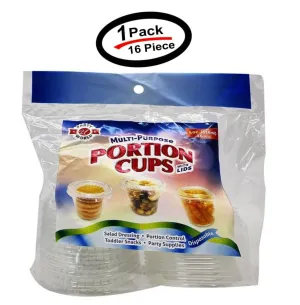 16 PCS Clear Shot Plastic Disposable Portion Cups With Lids In Bag 4 Oz - New