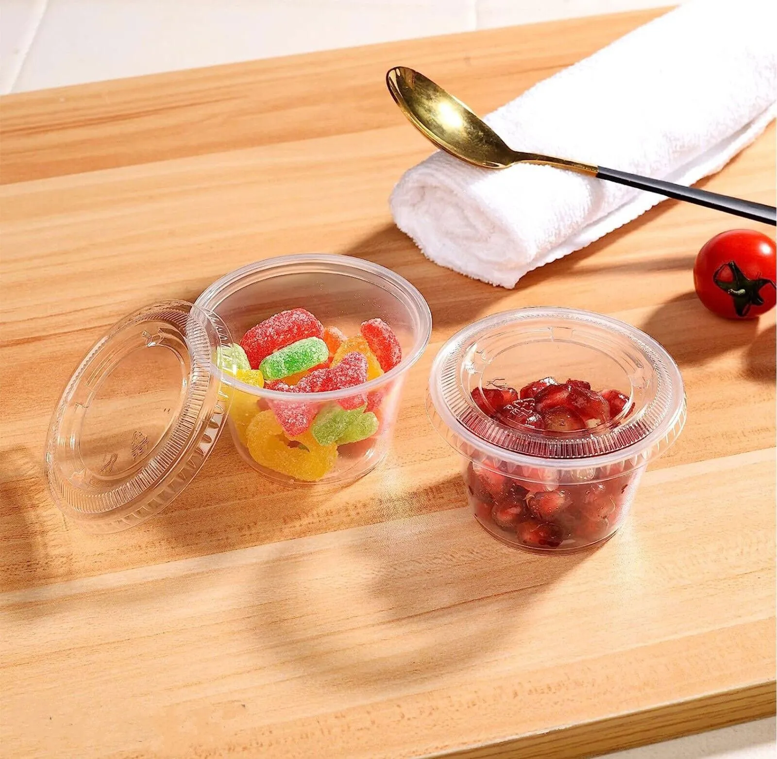 16 PCS Clear Shot Plastic Disposable Portion Cups With Lids In Bag 4 Oz - New