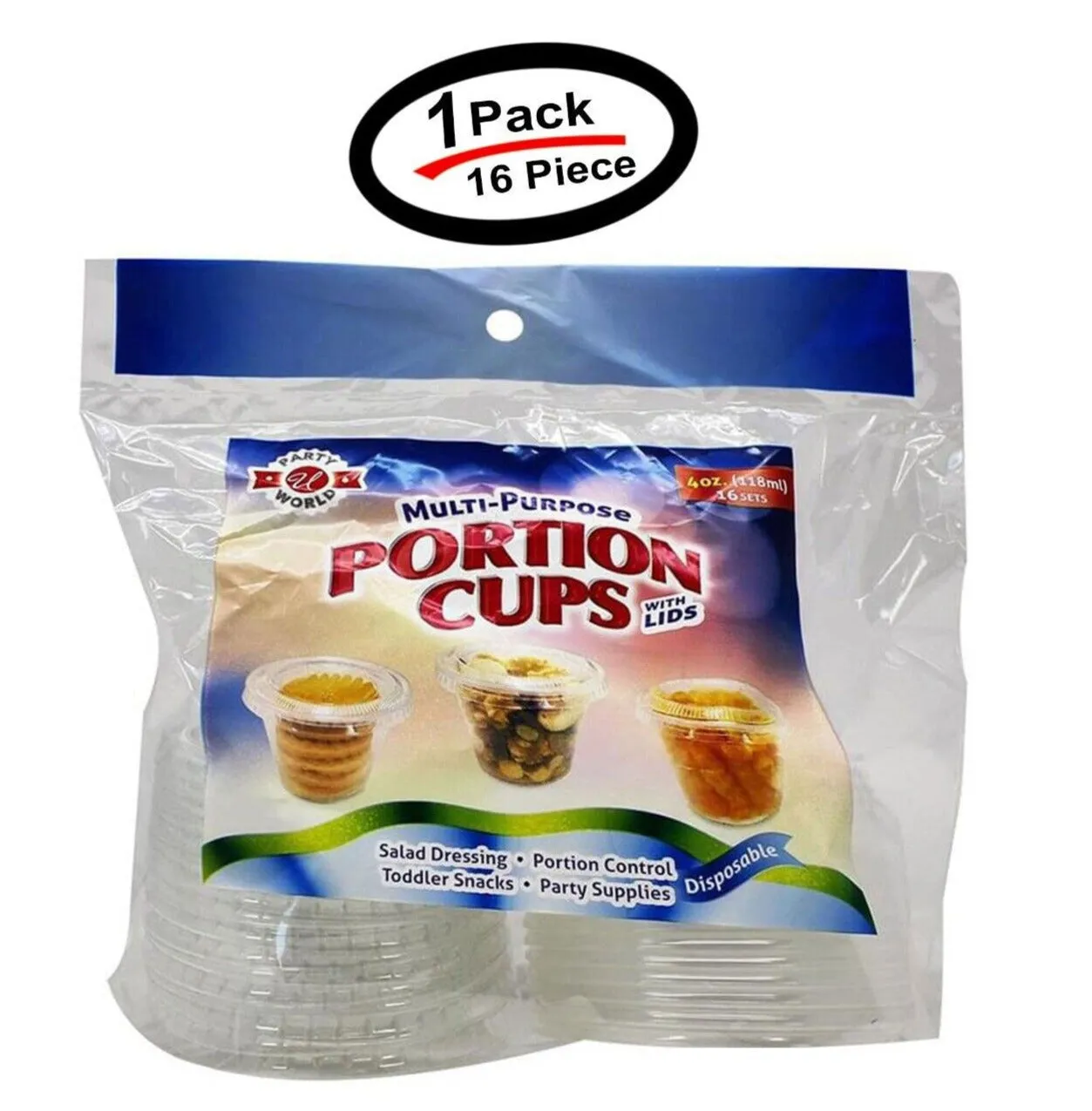 16 PCS Clear Shot Plastic Disposable Portion Cups With Lids In Bag 4 Oz - New
