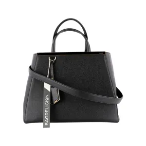 2Jours Medium Leather Tote in Black