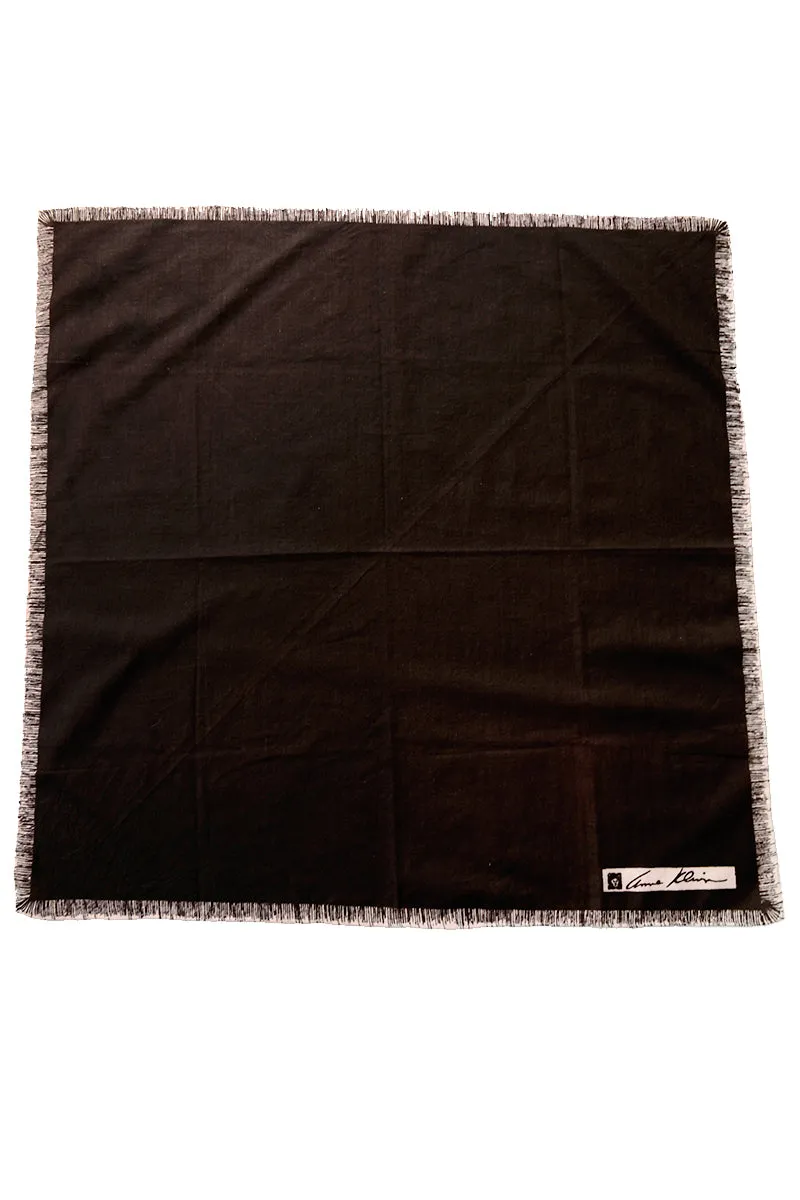 Anne Klein Brown Cotton Scarf w/ Striped Trim