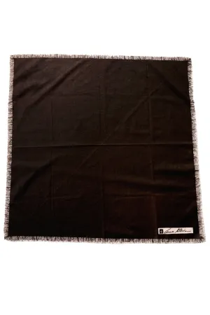 Anne Klein Brown Cotton Scarf w/ Striped Trim