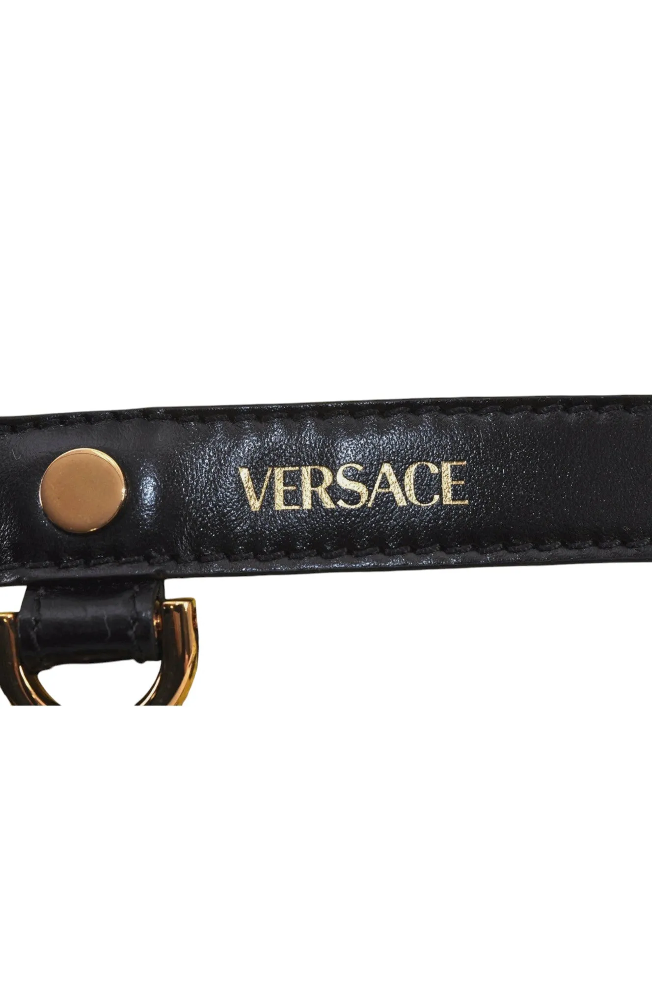 Authentic VERSACE La Greca Vintage Leather Pouch Purse Yellow Box Junk 7524L