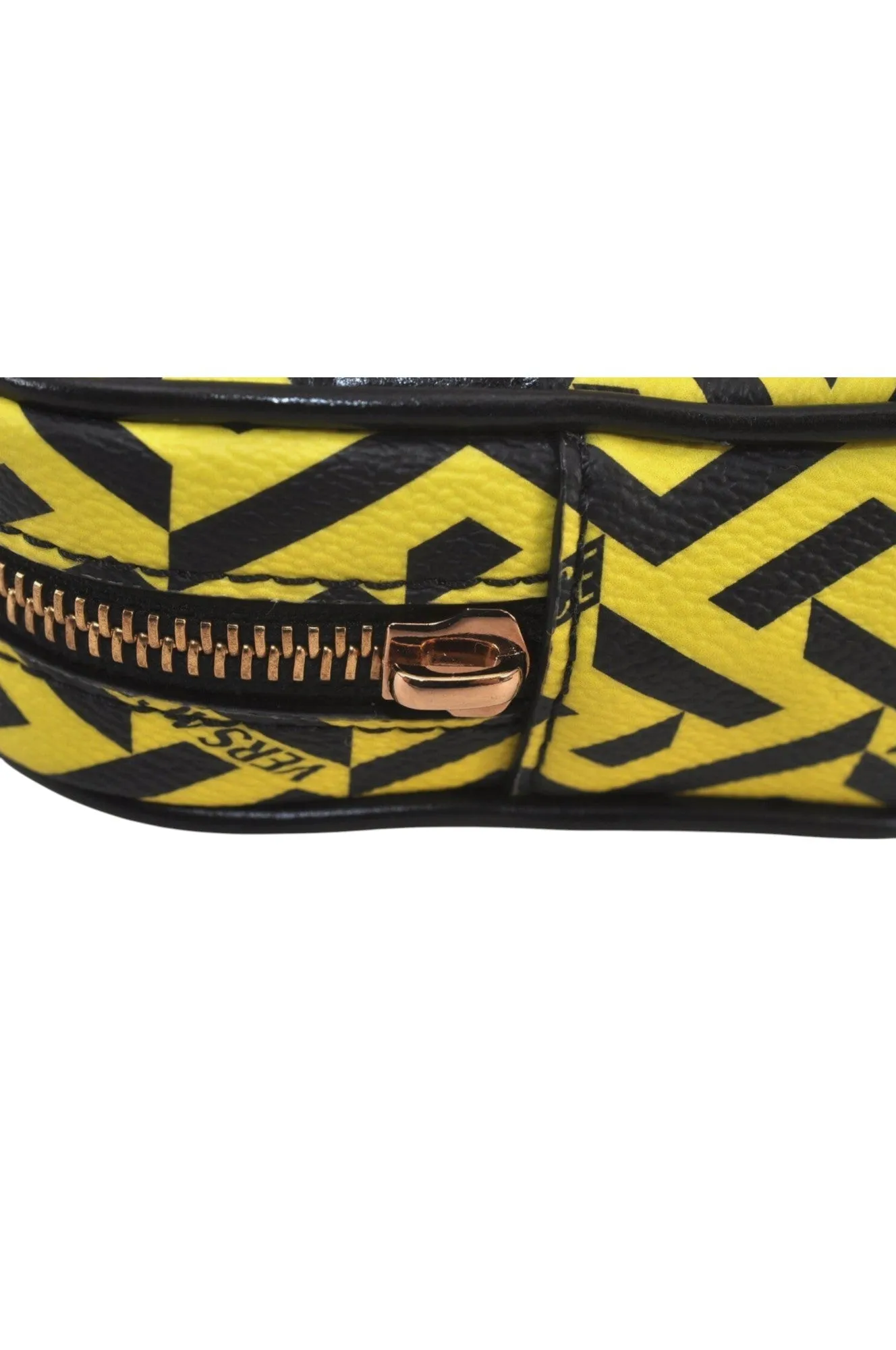 Authentic VERSACE La Greca Vintage Leather Pouch Purse Yellow Box Junk 7524L