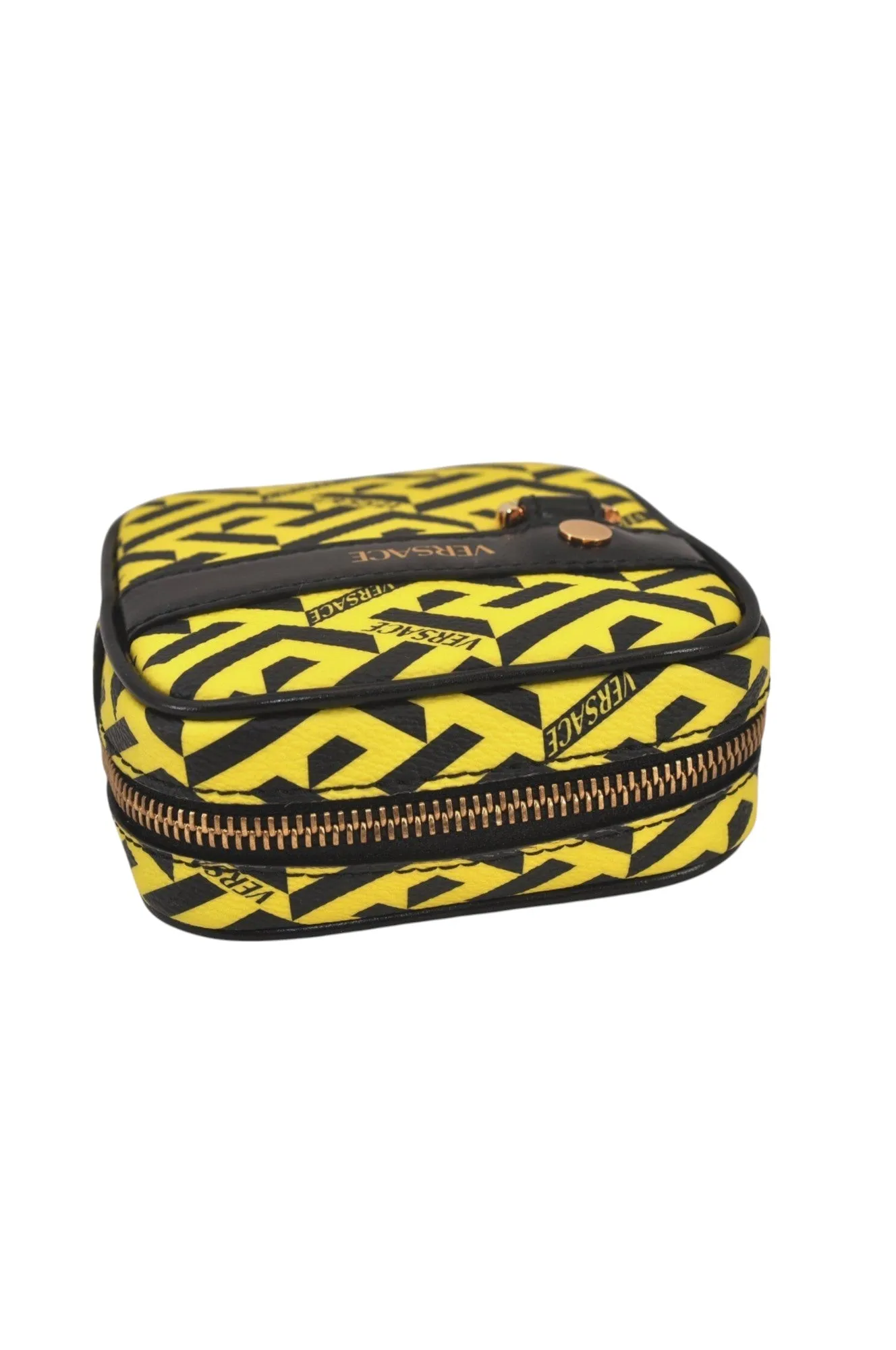 Authentic VERSACE La Greca Vintage Leather Pouch Purse Yellow Box Junk 7524L