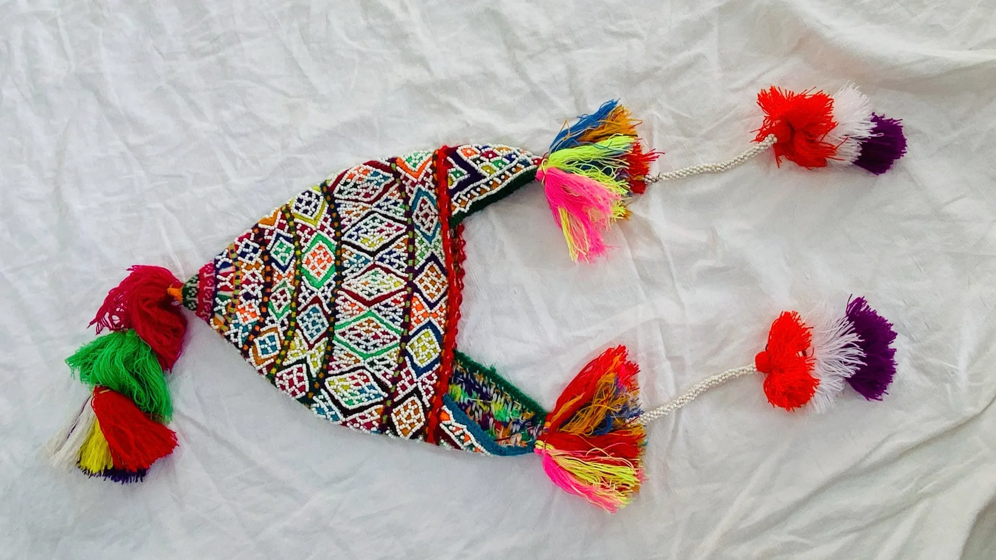 Beaded Shaman Ch'ullo Hat. Peru. Winter Hat. Chullo. 0208