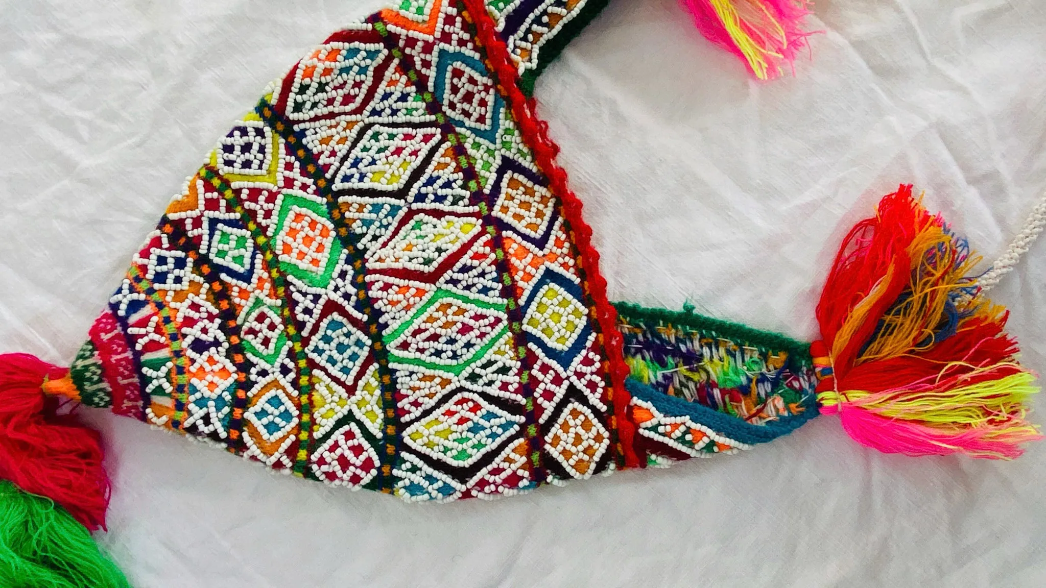 Beaded Shaman Ch'ullo Hat. Peru. Winter Hat. Chullo. 0208