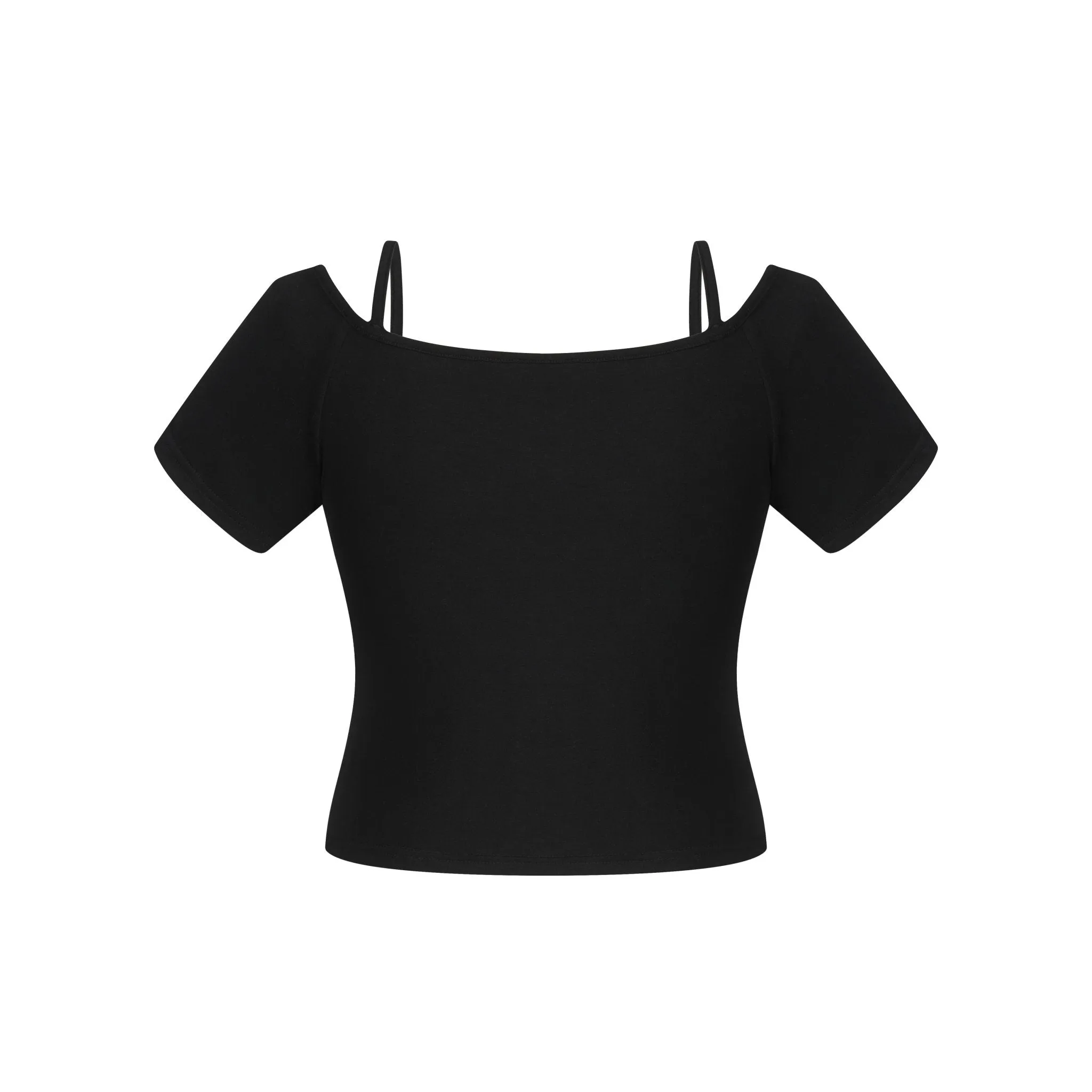 Black Drill Chain Strapless Slimming Top Short Sleeve
