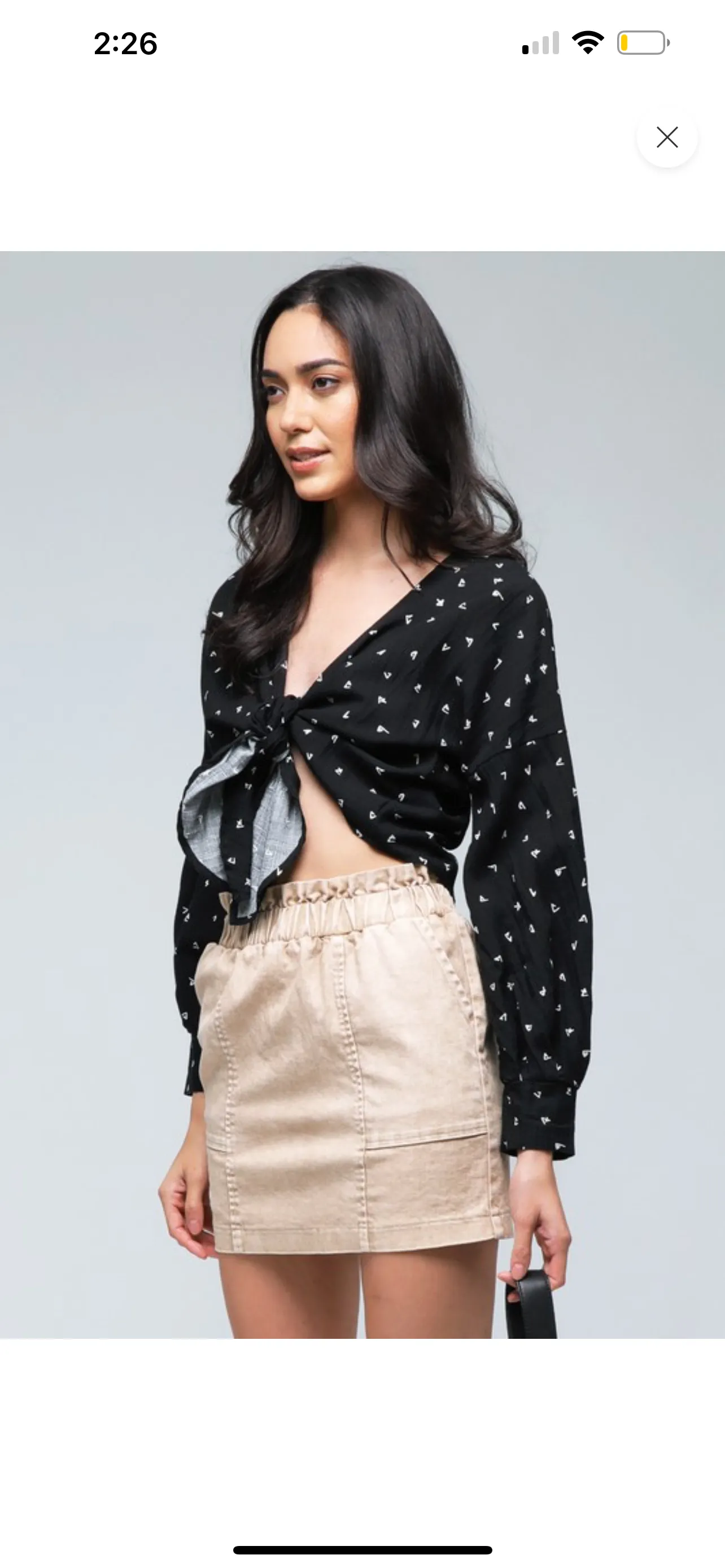 Black Printed Tie Top