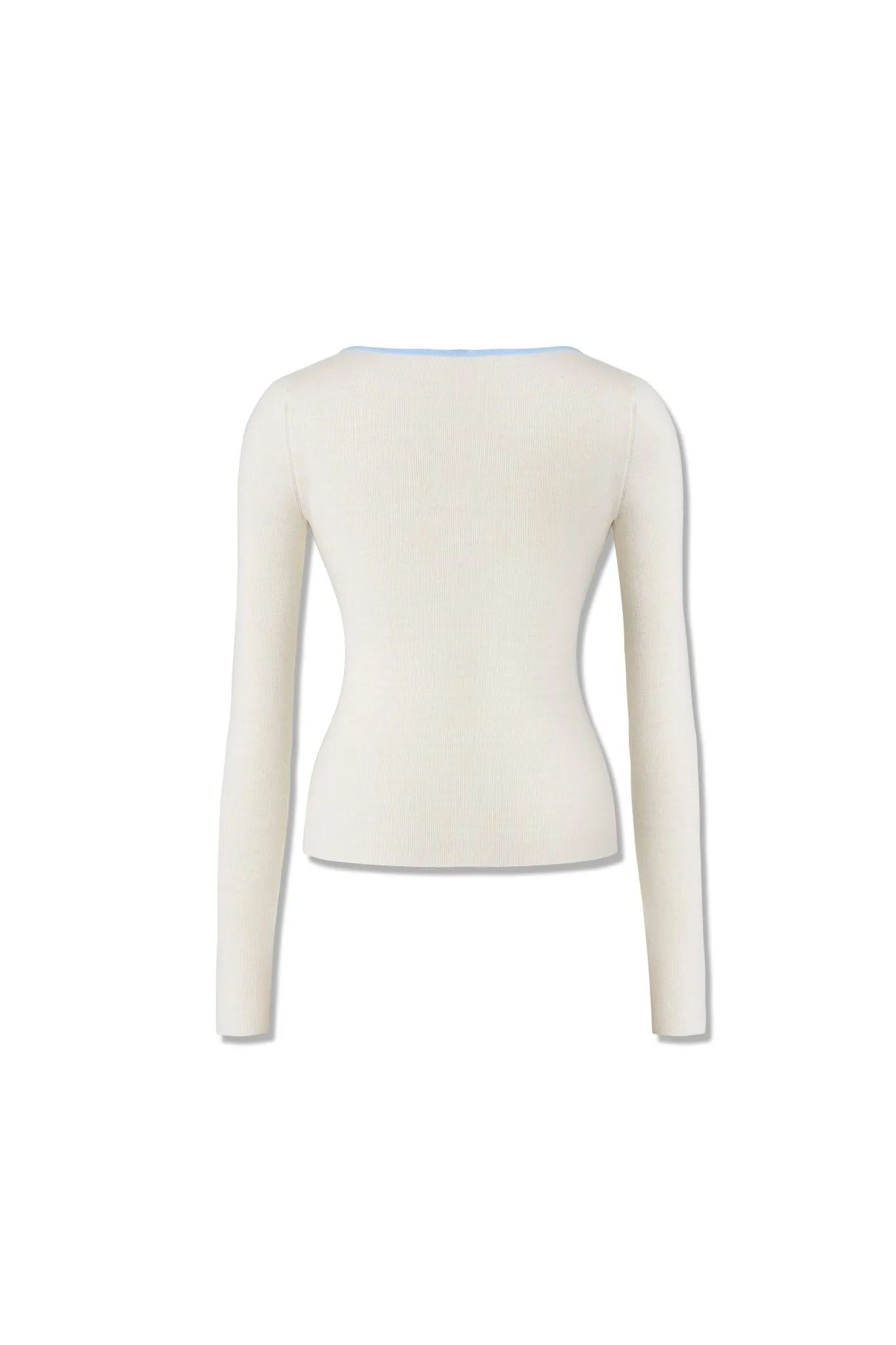 Blue Mermaid Straight Shoulder V-Neck Knitshirt
