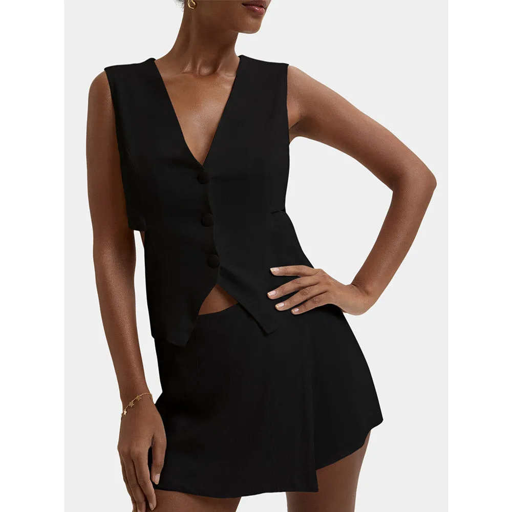 Bouji Kyoto Cut Out Waist Coat Black