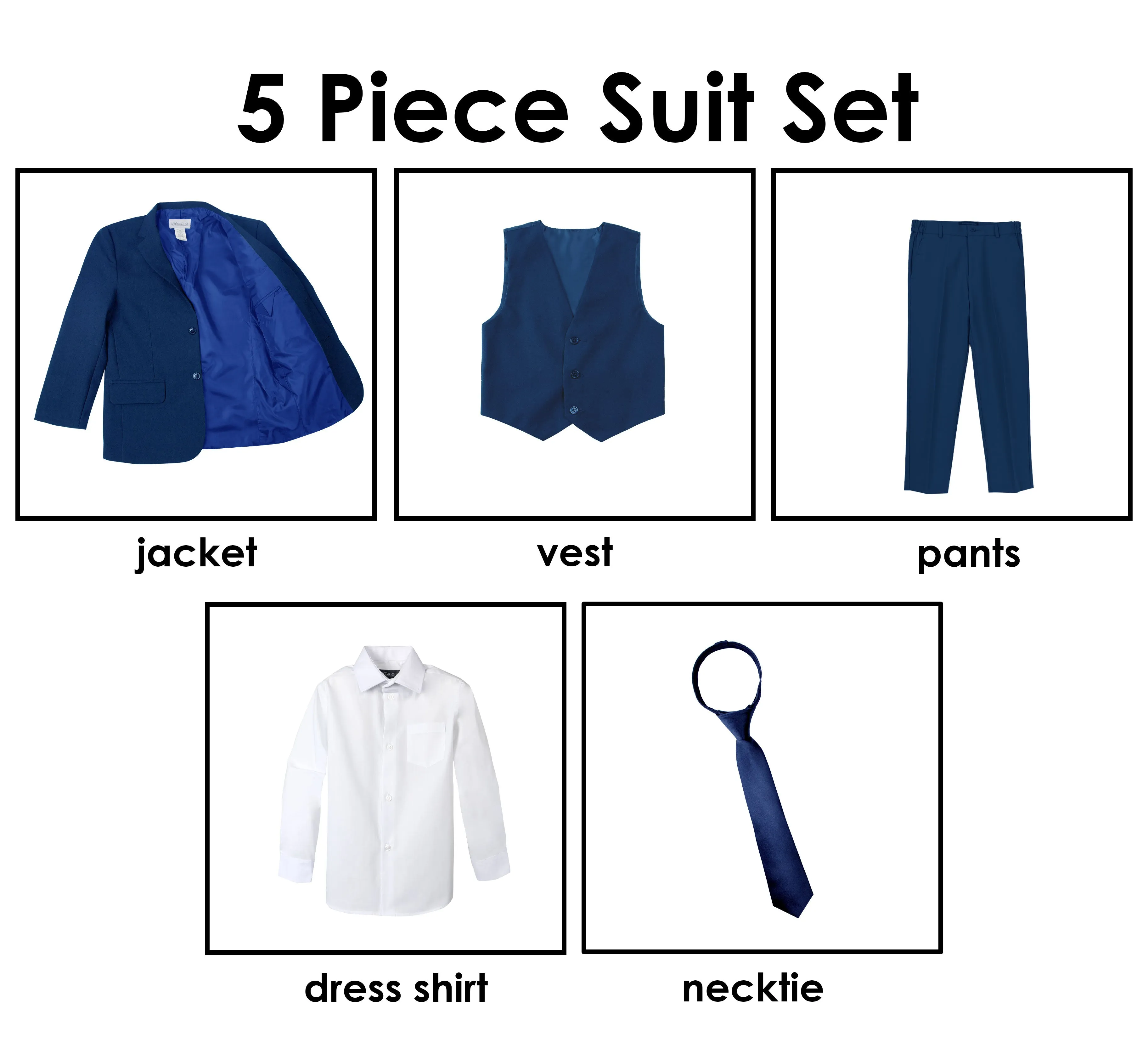 Boys' Blue Modern Fit Suit Set