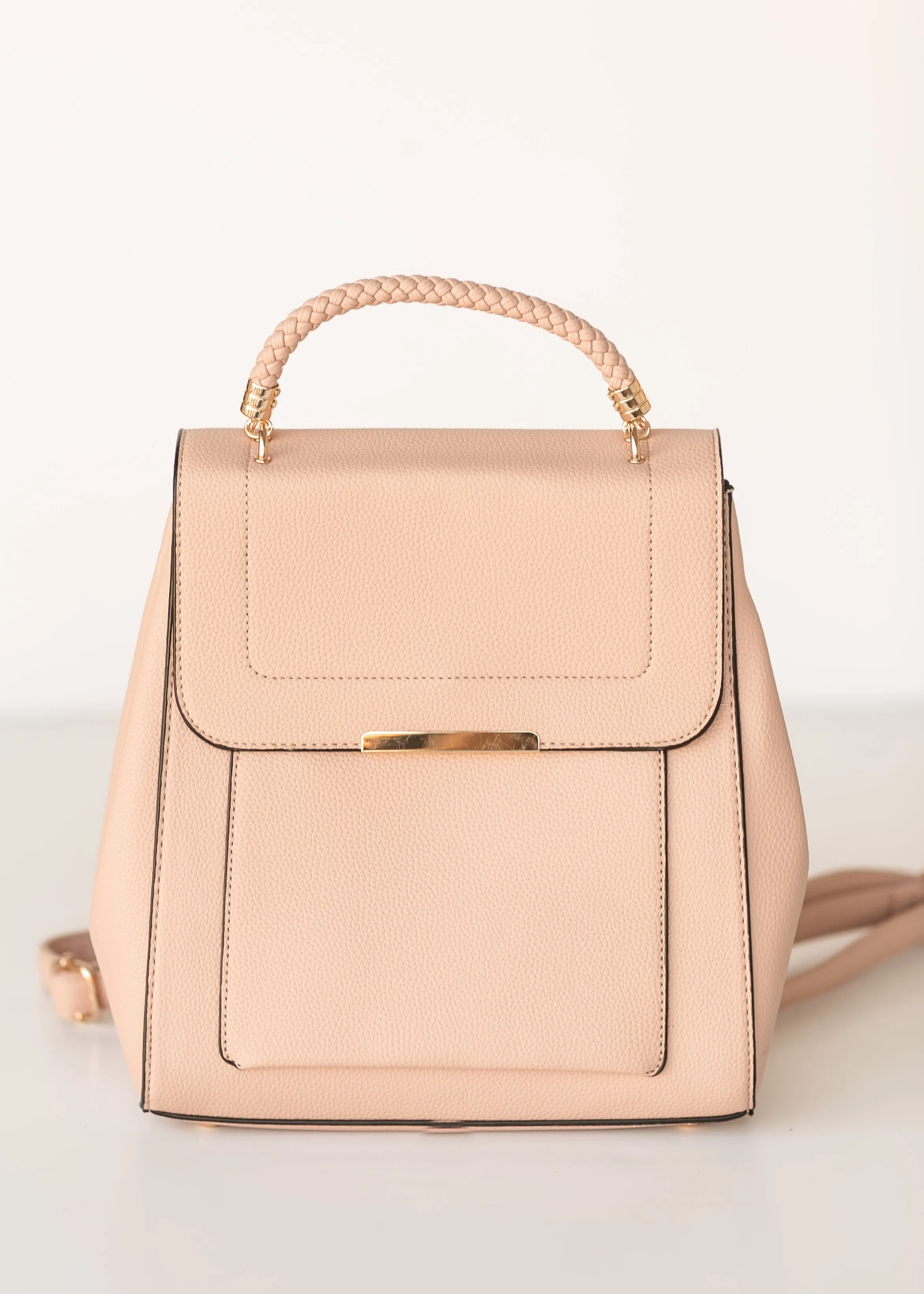 Braided Handle Flap-over Backpack - FINAL SALE