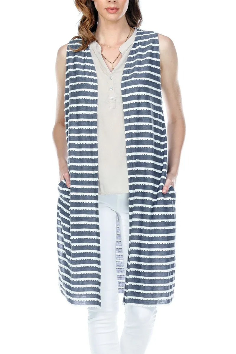 Cardigan Tiered Wave Fabric