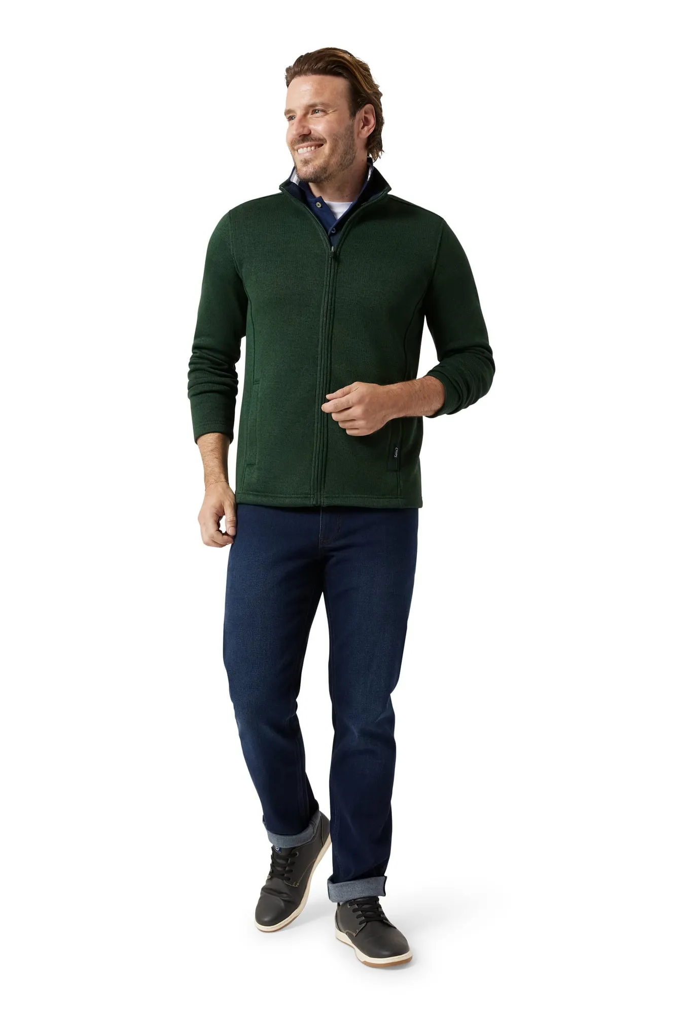 Chaps Men's & Big Men's Coastal Full Zip Fleece Sweater Jacket