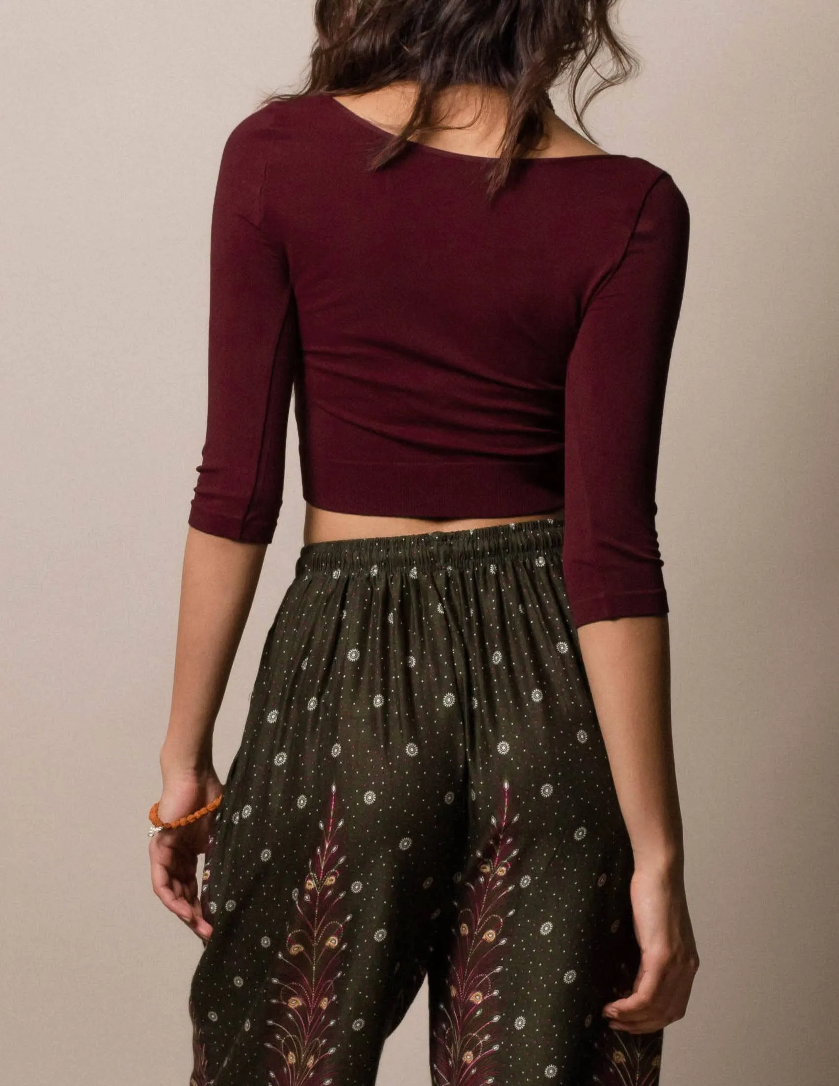 Control Fit 3/4 Sleeve Crop Top - As-Is-Clearance