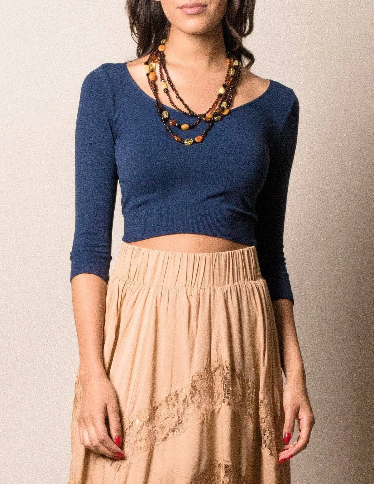 Control Fit 3/4 Sleeve Crop Top - As-Is-Clearance