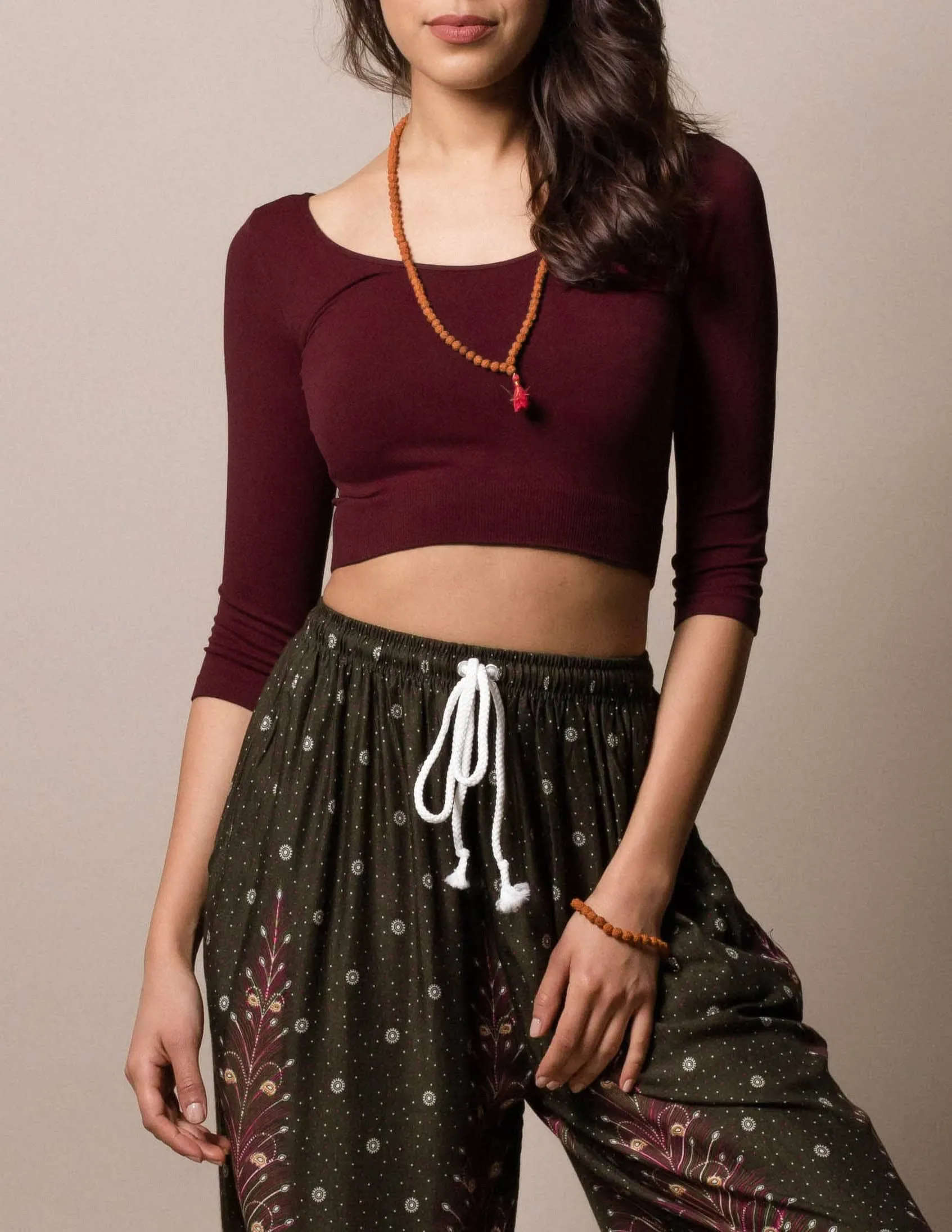 Control Fit 3/4 Sleeve Crop Top - As-Is-Clearance