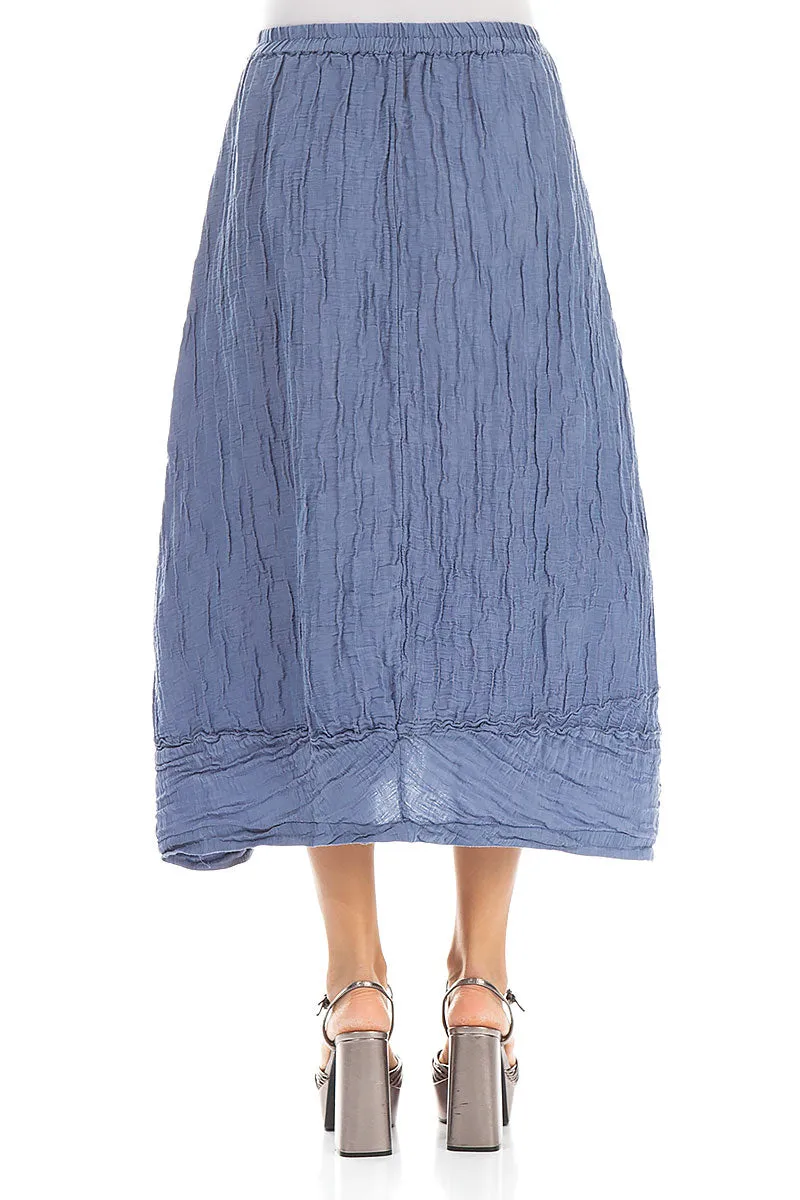 Crinkled Blue Nova Silk Linen Skirt