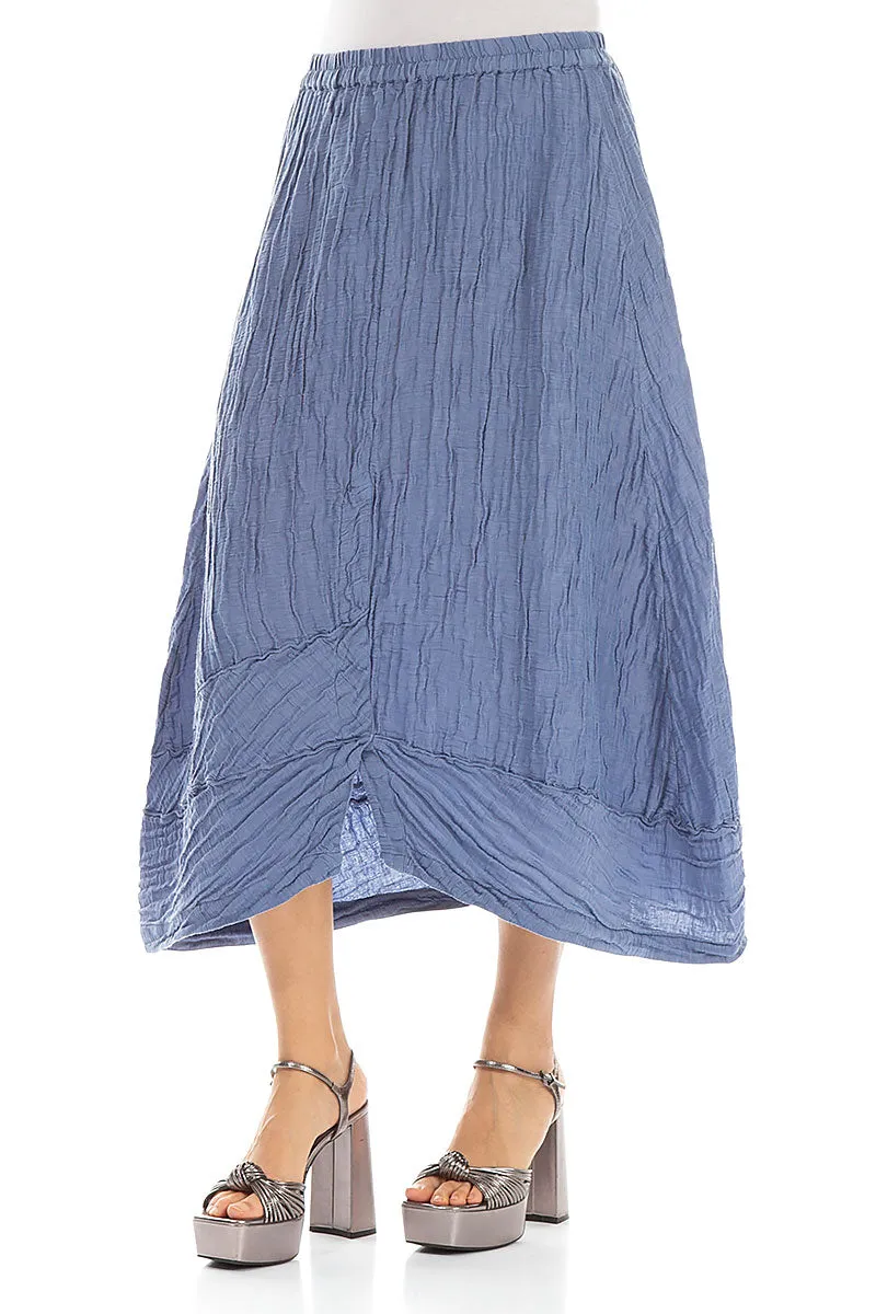 Crinkled Blue Nova Silk Linen Skirt