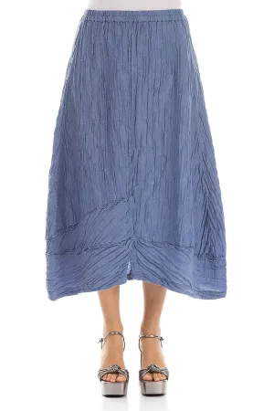 Crinkled Blue Nova Silk Linen Skirt