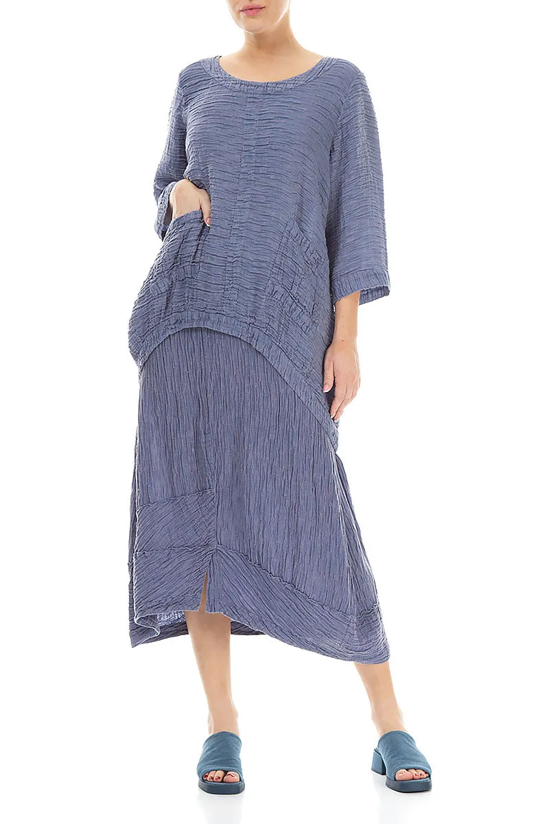 Crinkled Blue Nova Silk Skirt
