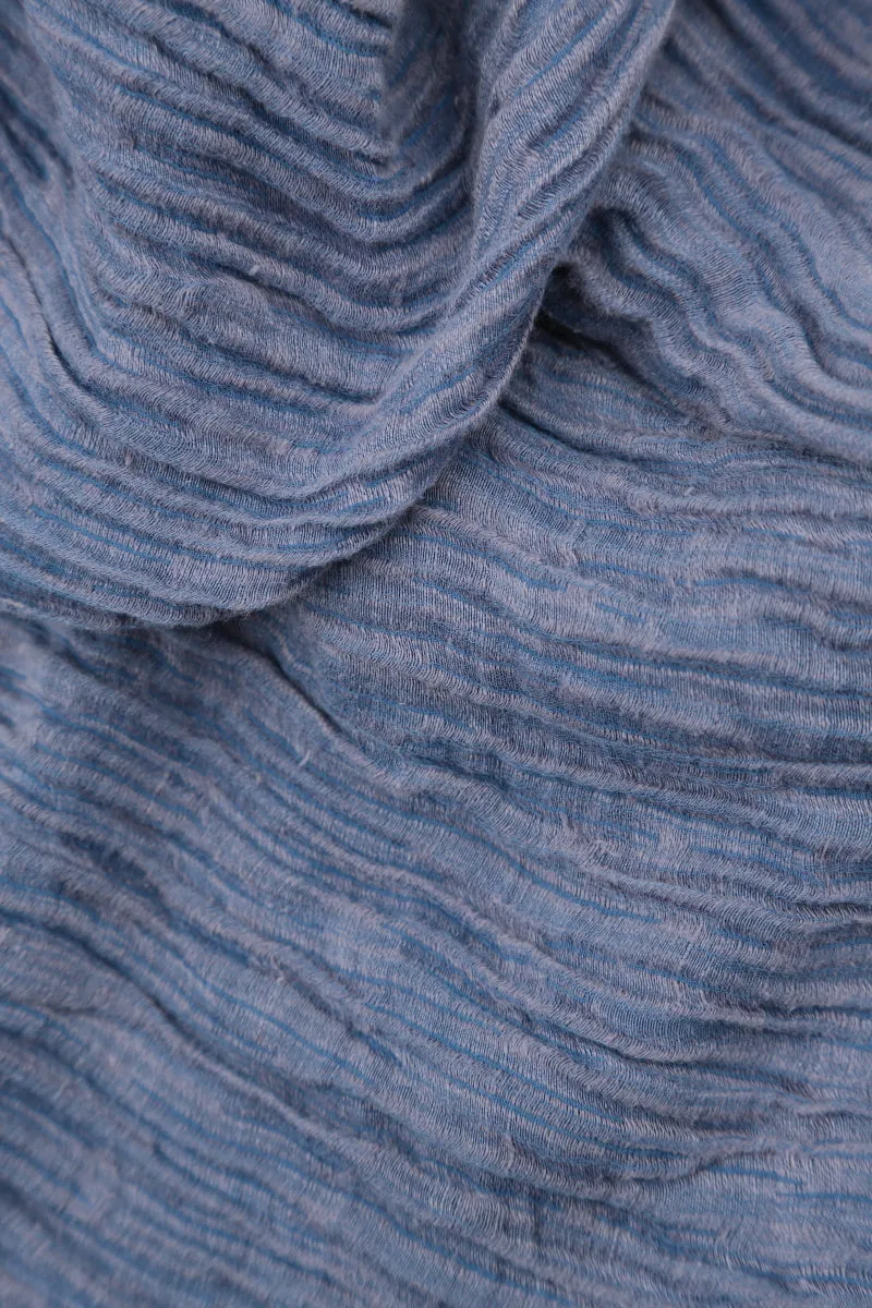 Crinkled Blue Nova Silk Skirt