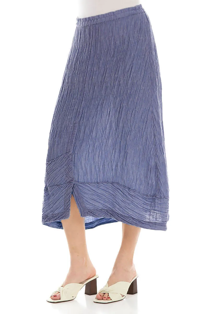 Crinkled Blue Nova Silk Skirt