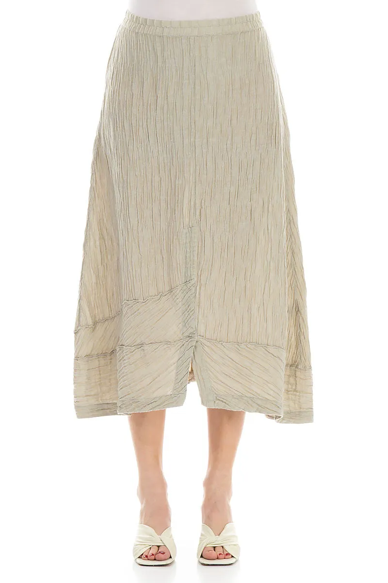 Crinkled Laurel Green Silk Skirt