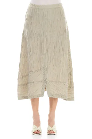 Crinkled Laurel Green Silk Skirt