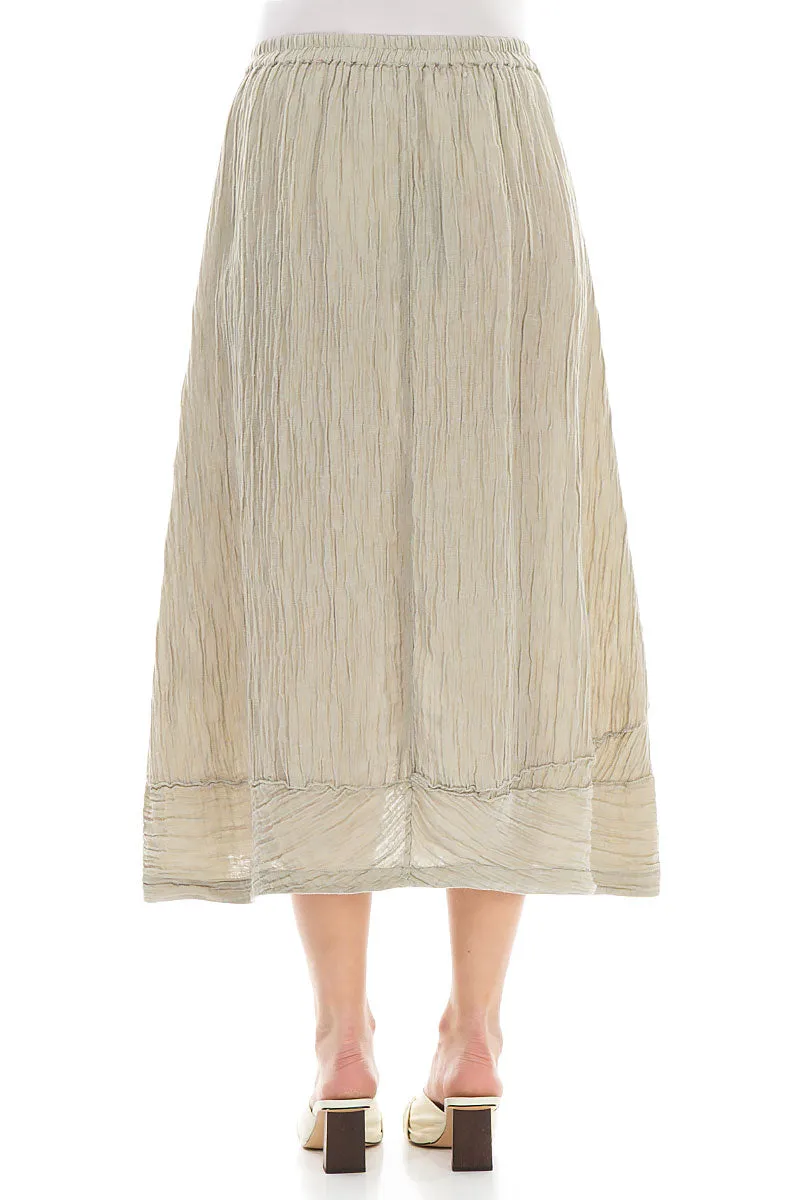 Crinkled Laurel Green Silk Skirt