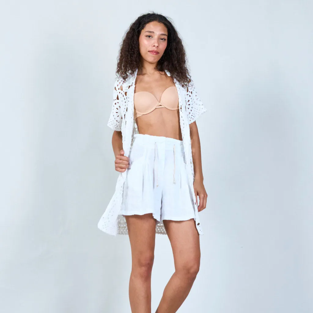 Crochet lace cardigan with tie-front wholesale
