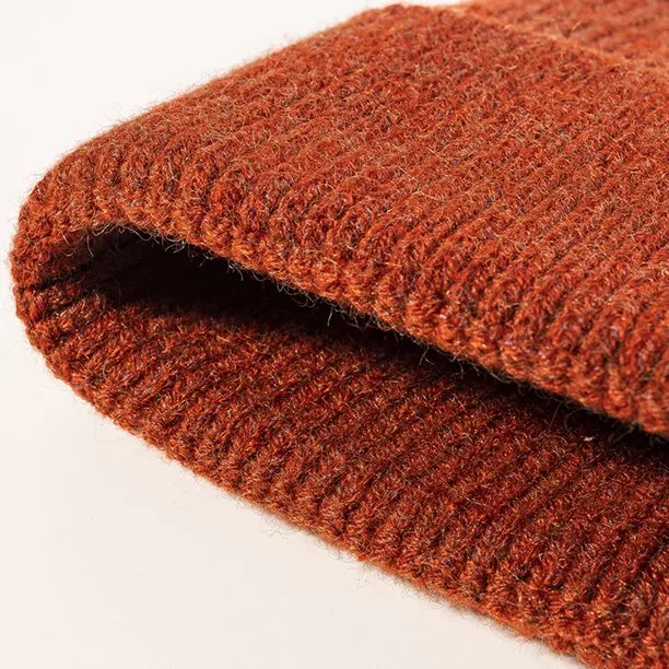 Cuffed Plain Skull Beanie Hat / Cap Winter Unisex Knit Hat Toboggan for Men & Women, One Size, Rust Red