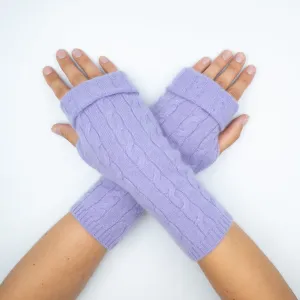 Deep Denim Blue Cashmere Fingerless Gloves