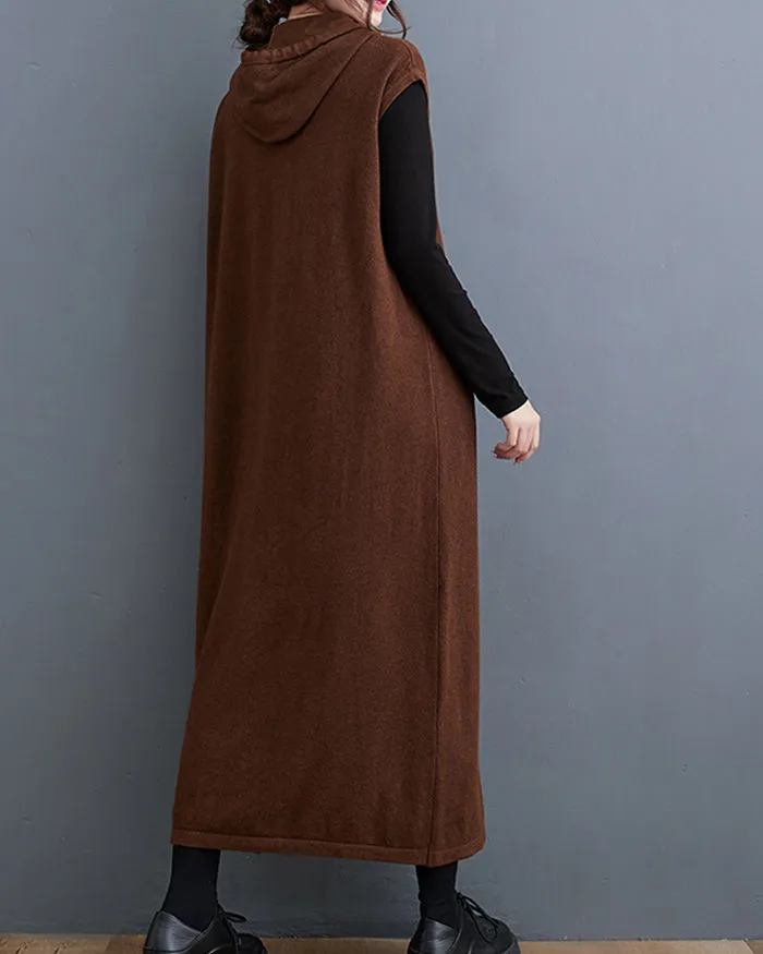 ellazhu Women's Baggy Sleeveless Pullover Solid Color Maxi Dress GZ124 Black