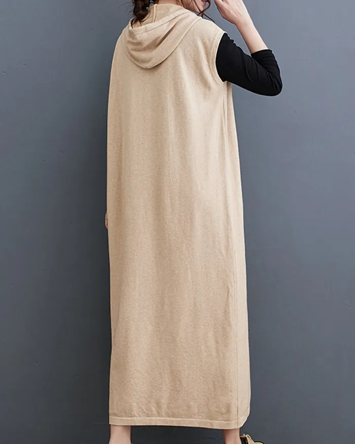 ellazhu Women's Baggy Sleeveless Pullover Solid Color Maxi Dress GZ124 Black