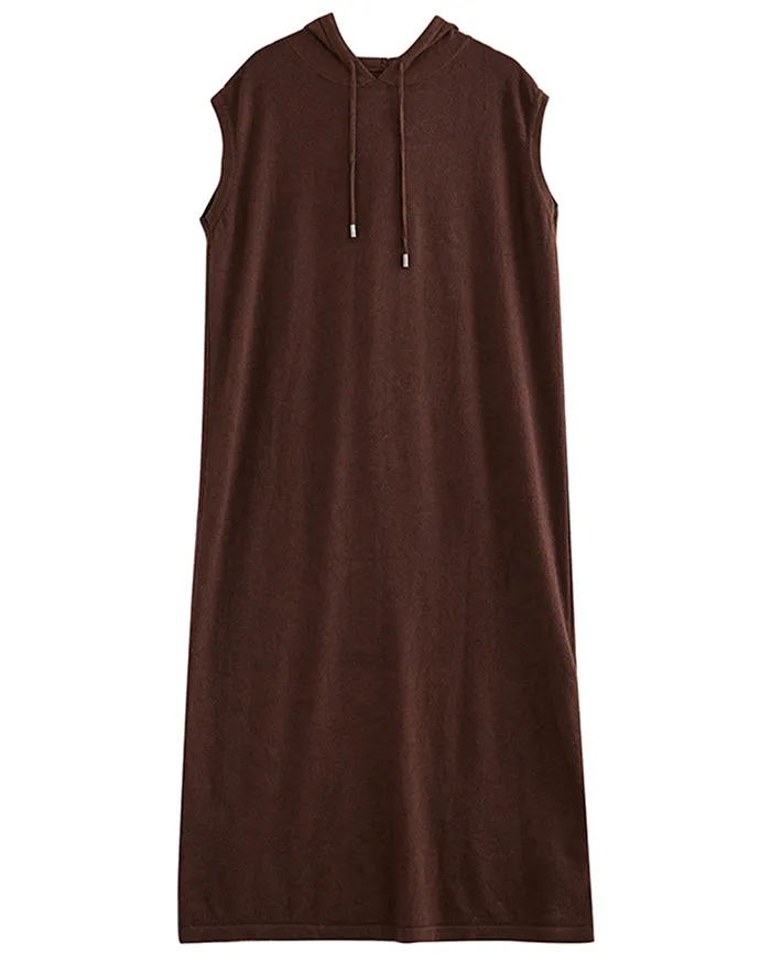 ellazhu Women's Baggy Sleeveless Pullover Solid Color Maxi Dress GZ124 Black