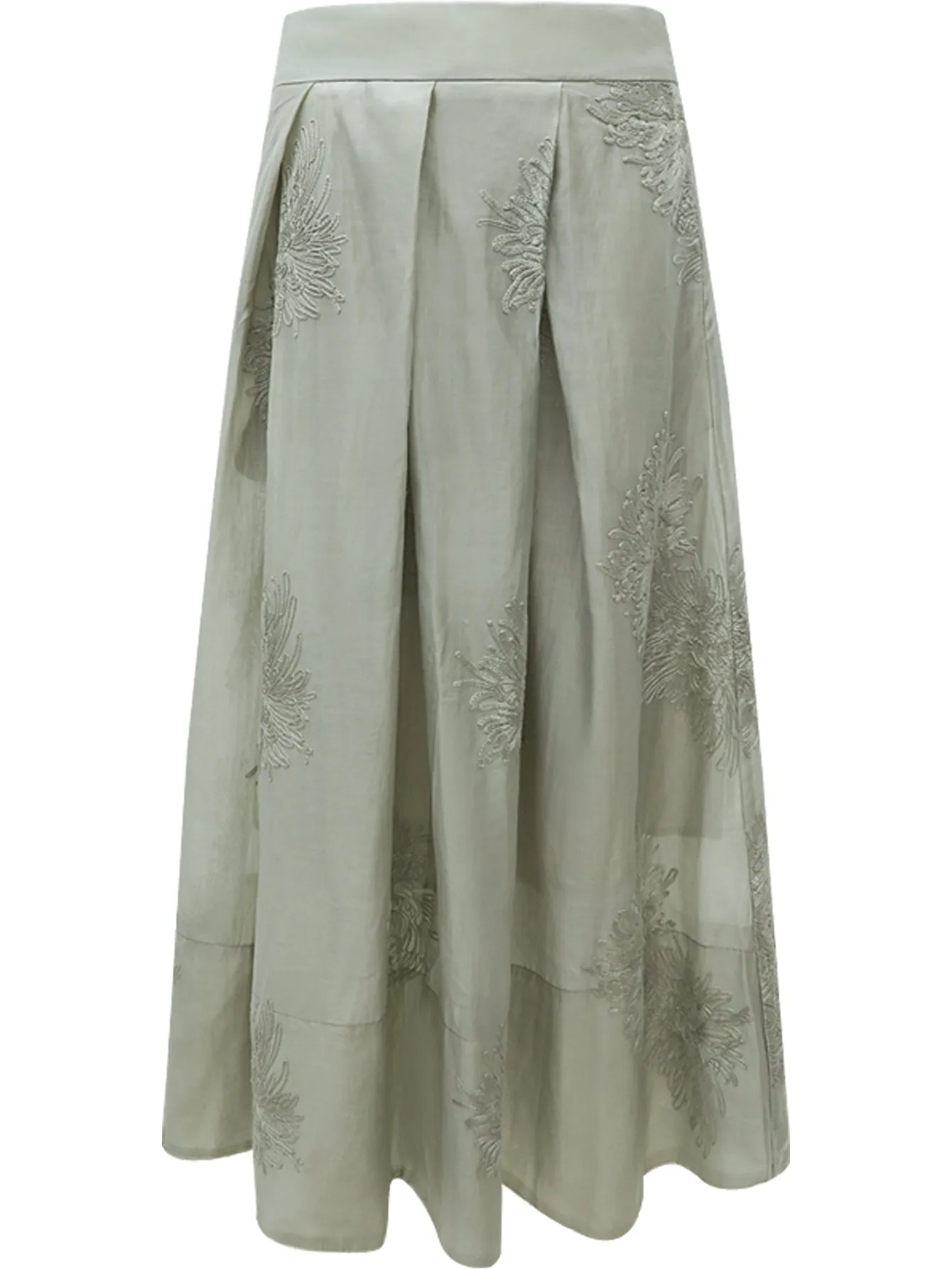 Embroidered Mint Mambo Pleated Skirt
