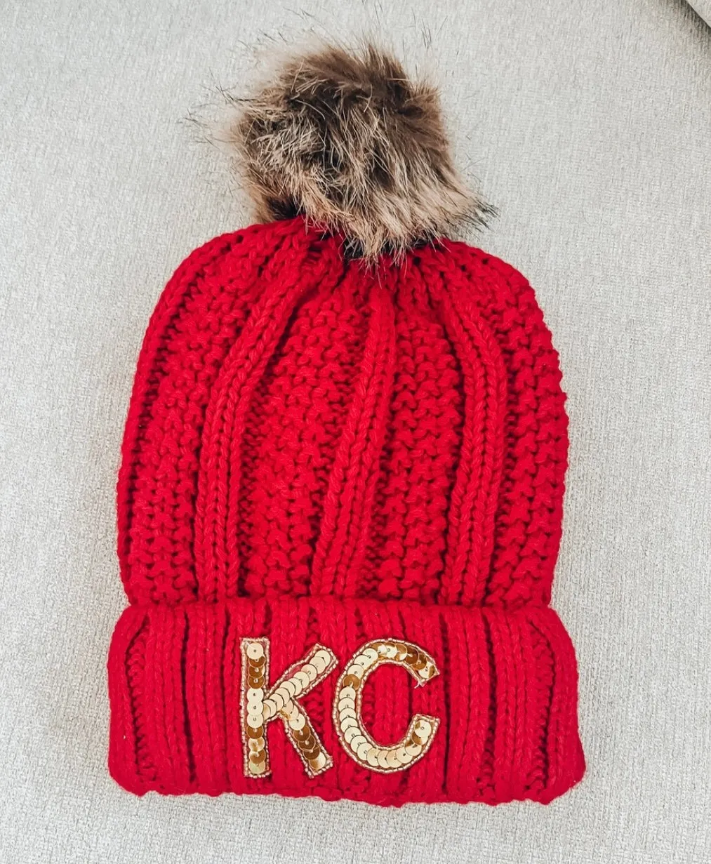 Gold Sequin KC Stocking Hat