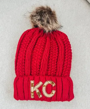 Gold Sequin KC Stocking Hat