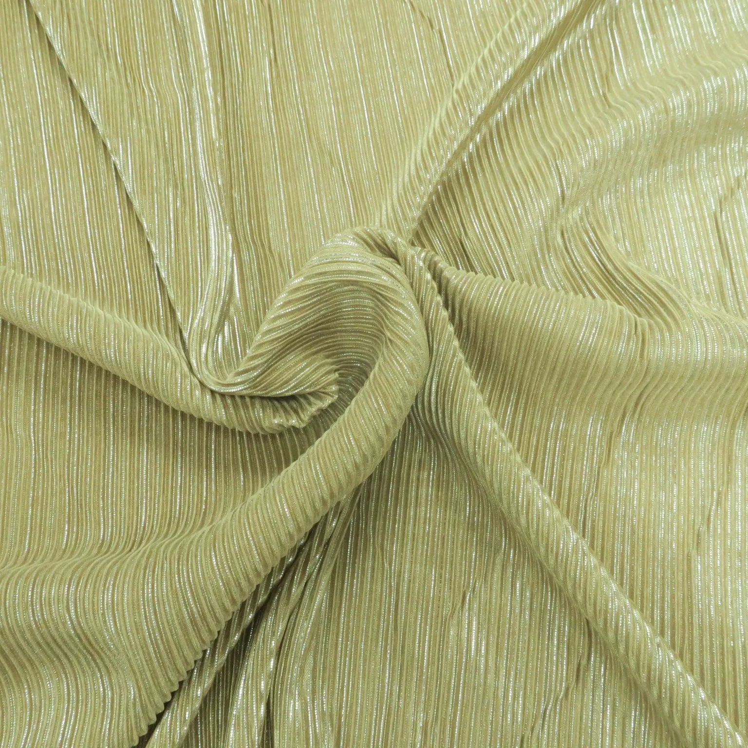 Gold with Silver Glitter Double Face Pleated Stretch Fabric