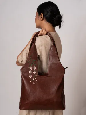 Hand Embroidered Cherry Blossoms Tote Bag