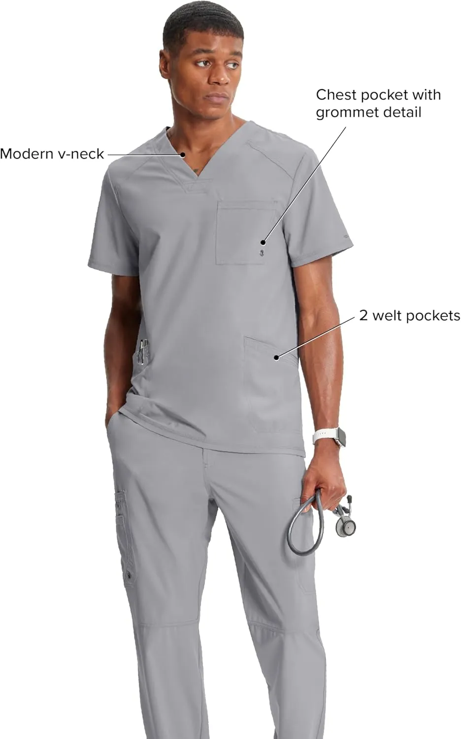 Infinity Cherokee V- Neck Men's Scrub Top with Rib Knit Back Panels CK900A