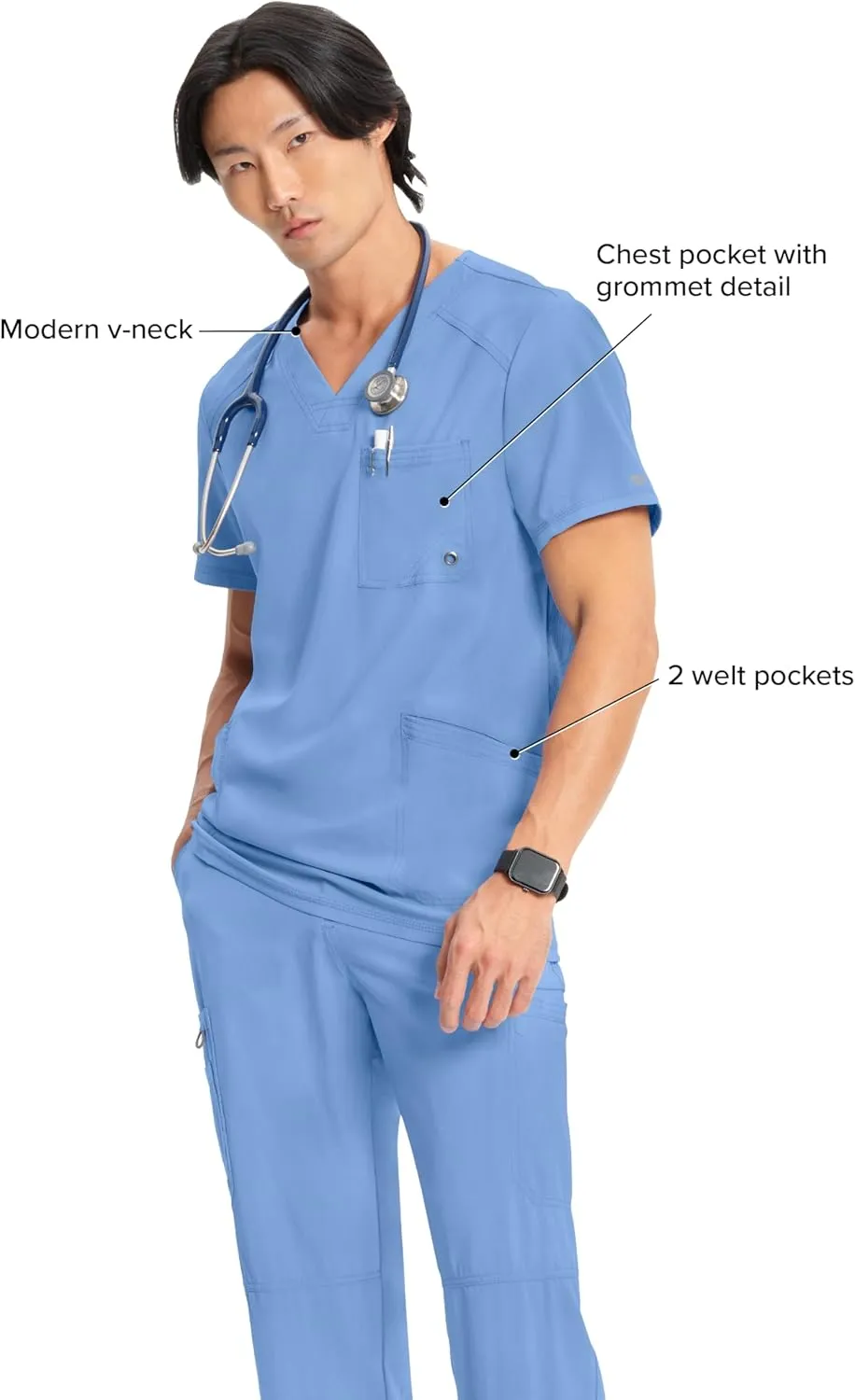 Infinity Cherokee V- Neck Men's Scrub Top with Rib Knit Back Panels CK900A