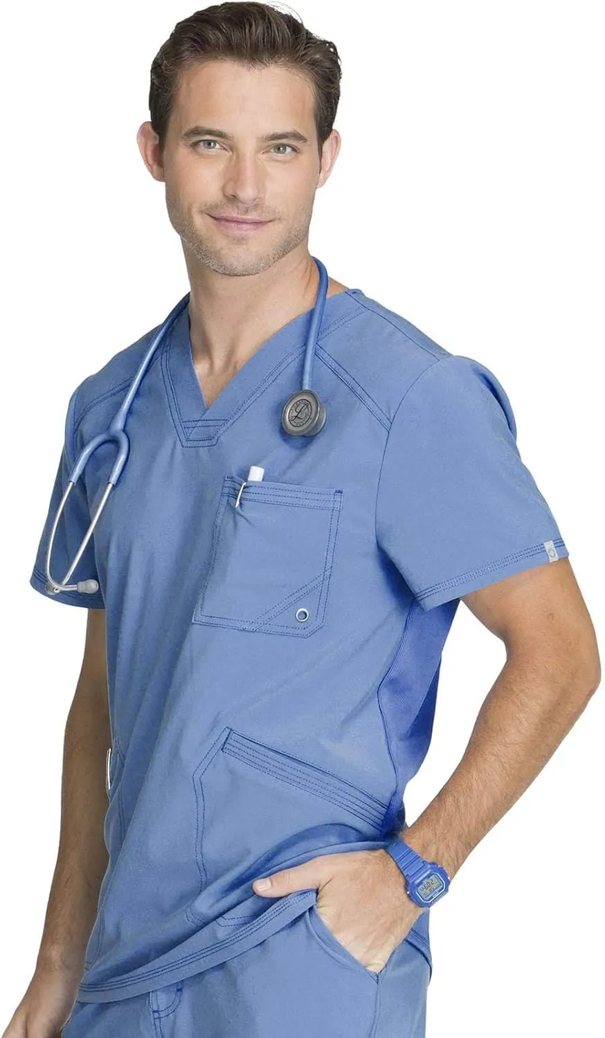 Infinity Cherokee V- Neck Men's Scrub Top with Rib Knit Back Panels CK900A