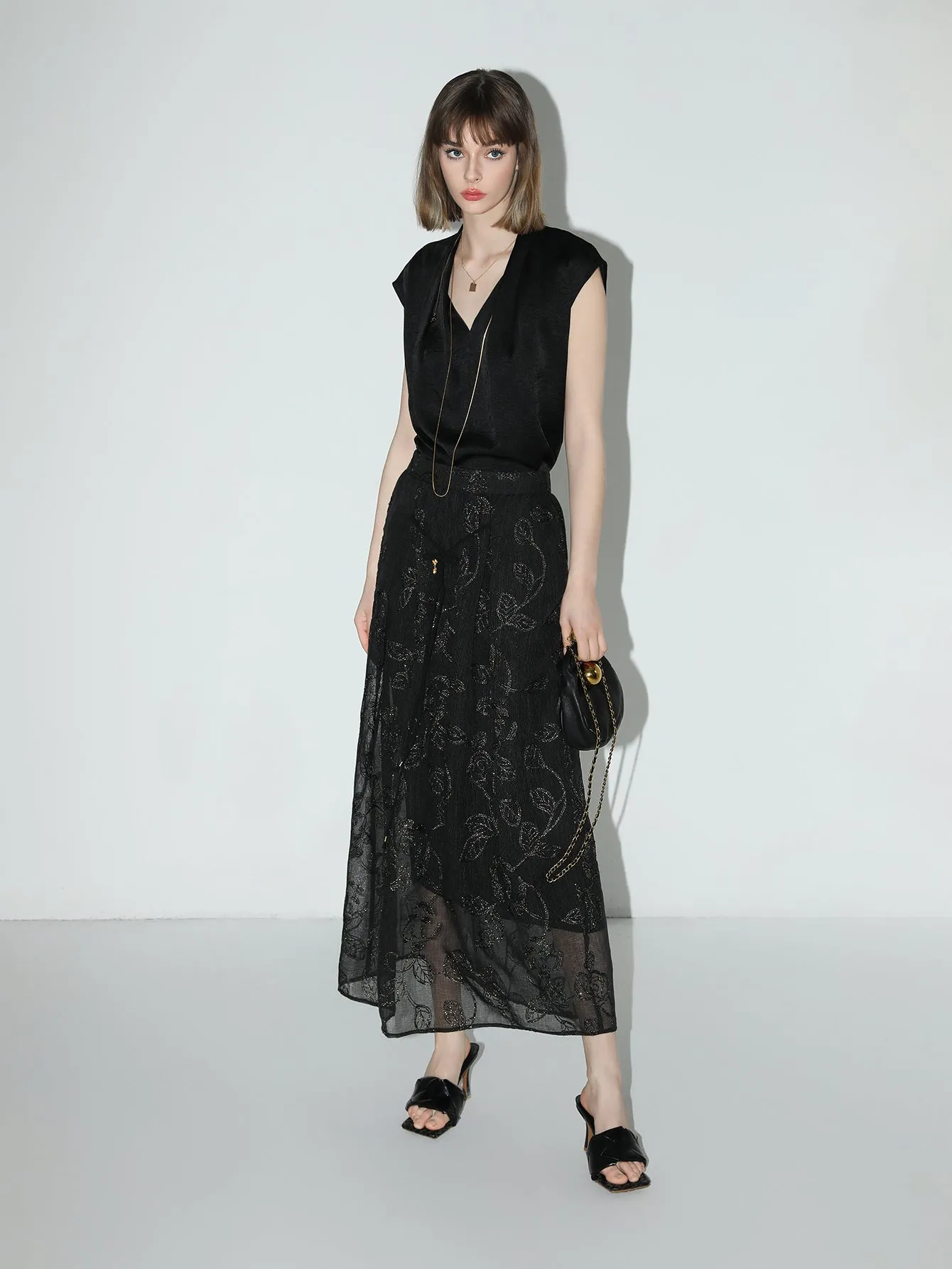 Intricately Embellished Glitter Embroidered Skirt